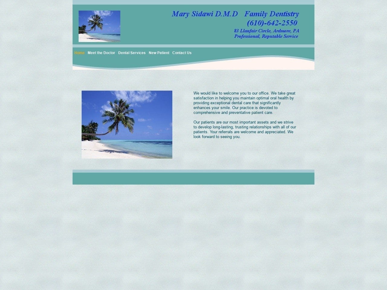 Mary Sidawi Family Dentist Website Screenshot from ardmoredental.com