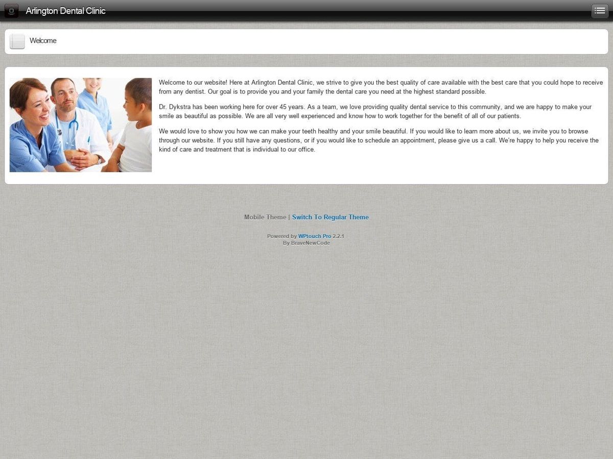 Arlington Dental Clinic Website Screenshot from arlingtonwadentist.com