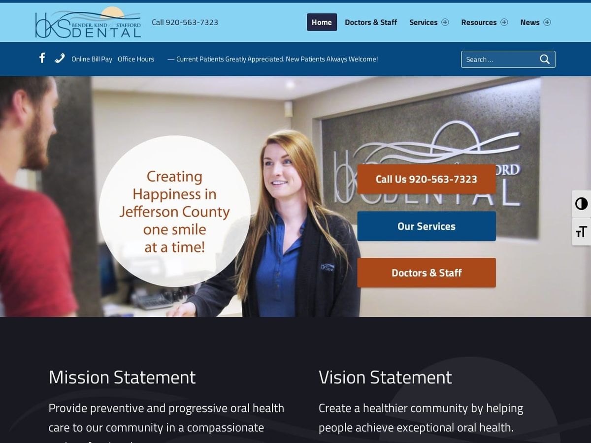 Bender Kind & Stafford Dental Website Screenshot from bksdental.com