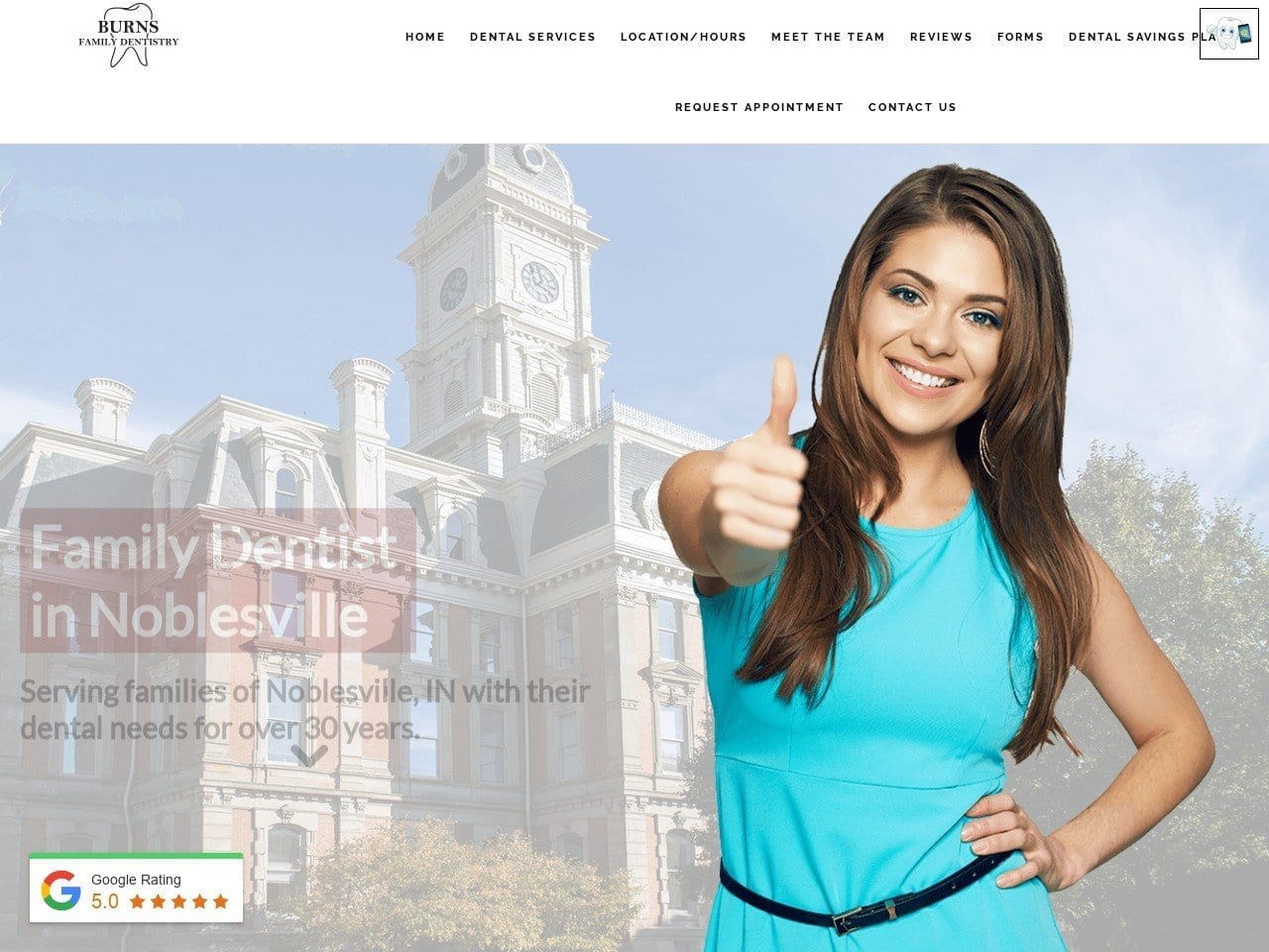 Burns Family Dentistry Website Screenshot from burnsfamilydentistry.com