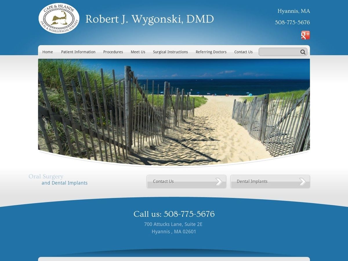 Cape Dentist Website Screenshot from capecodoralsurgeons.com