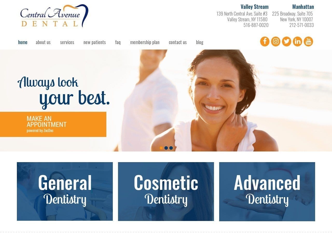 Central Avenue Dental Website Screenshot from centralavedentalny.com