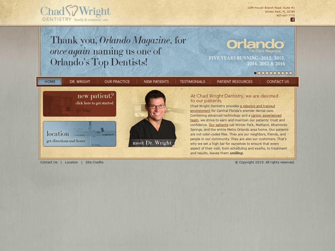 Chad Wright Dentist Website Screenshot from chadwrightdentistry.com