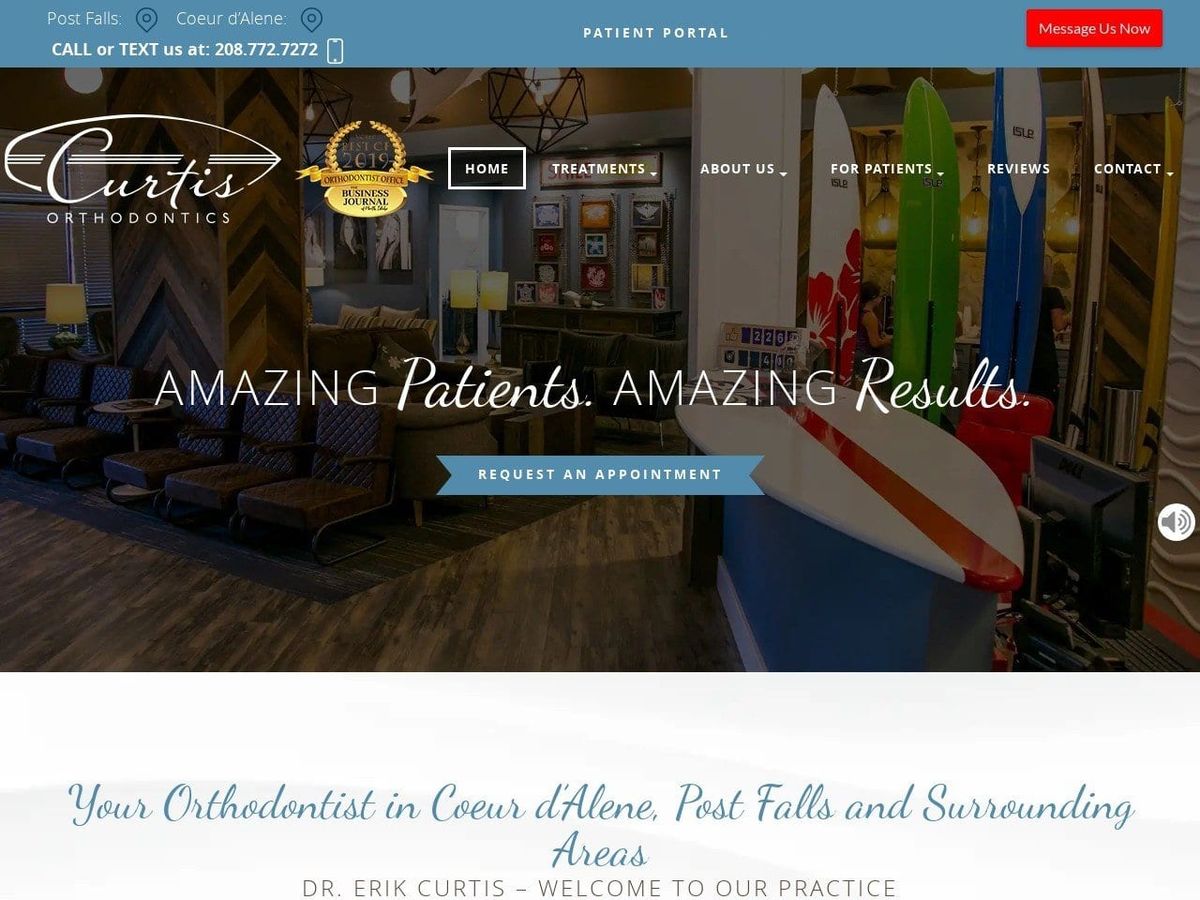 Curtis Orthodontics Website Screenshot from curtisbraces.com