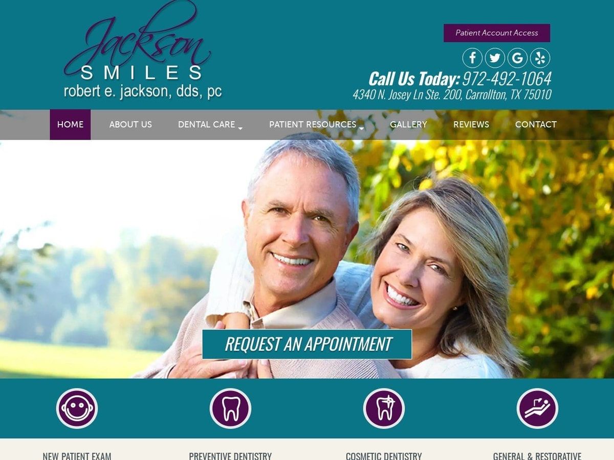 Dr. Robert E. Jackson DDS Website Screenshot from dallassmiles.com