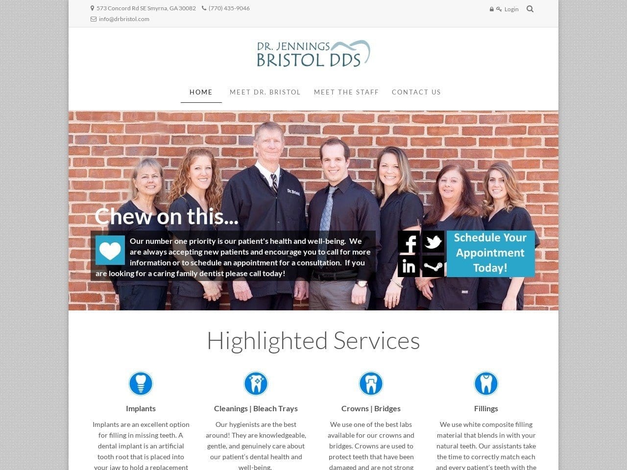 Jennings W Bristol DDS PC Website Screenshot from drbristol.com