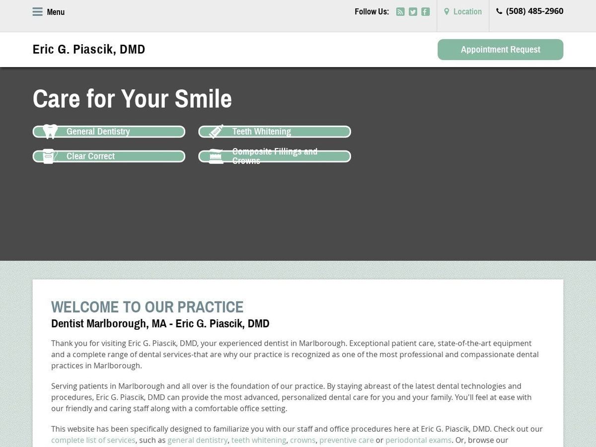 Dr. Eric G. Piascik DMD Website Screenshot from drericdmd.com