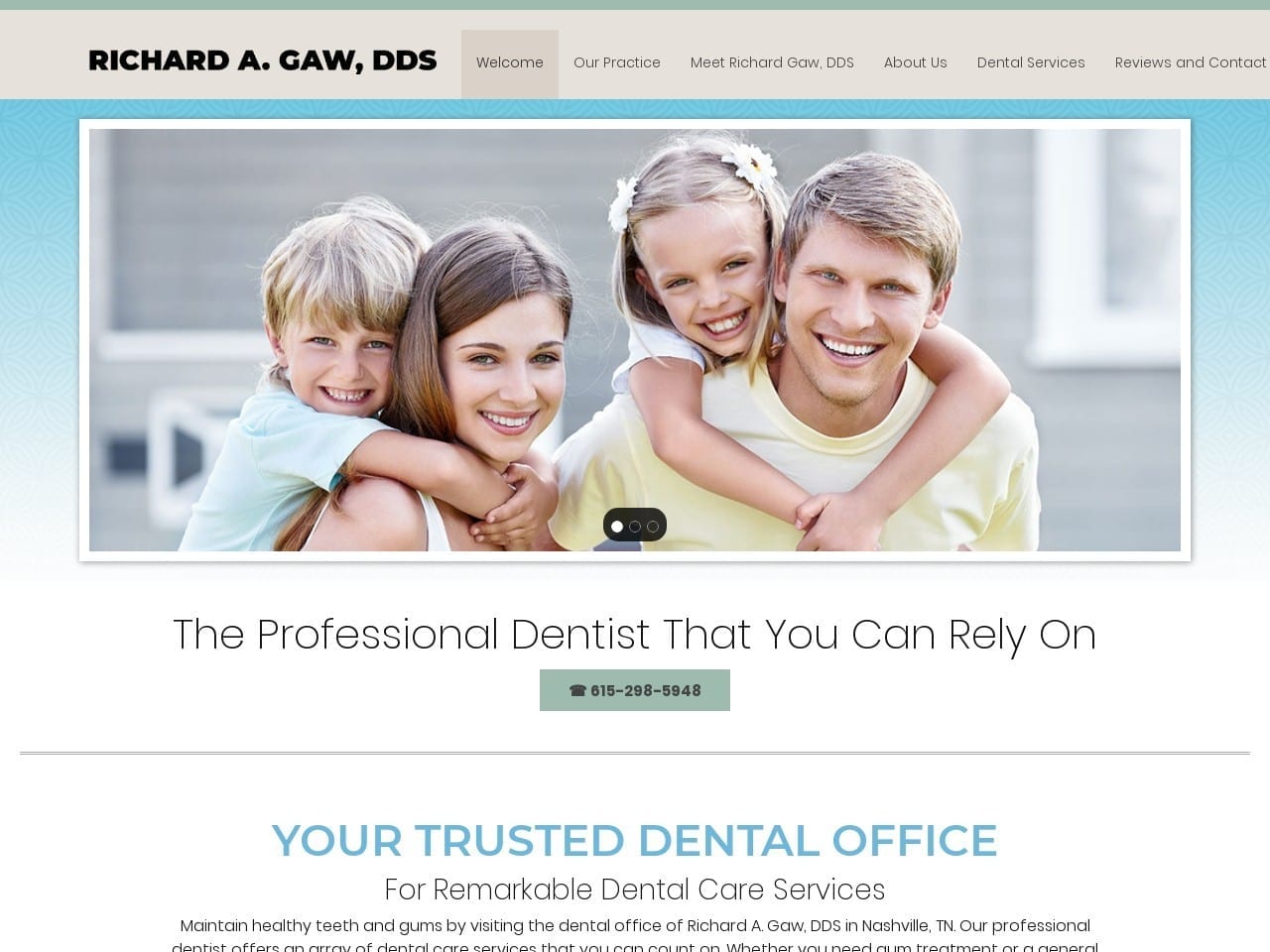 Dr. Richard Gaw DDS Website Screenshot from drgaw.com