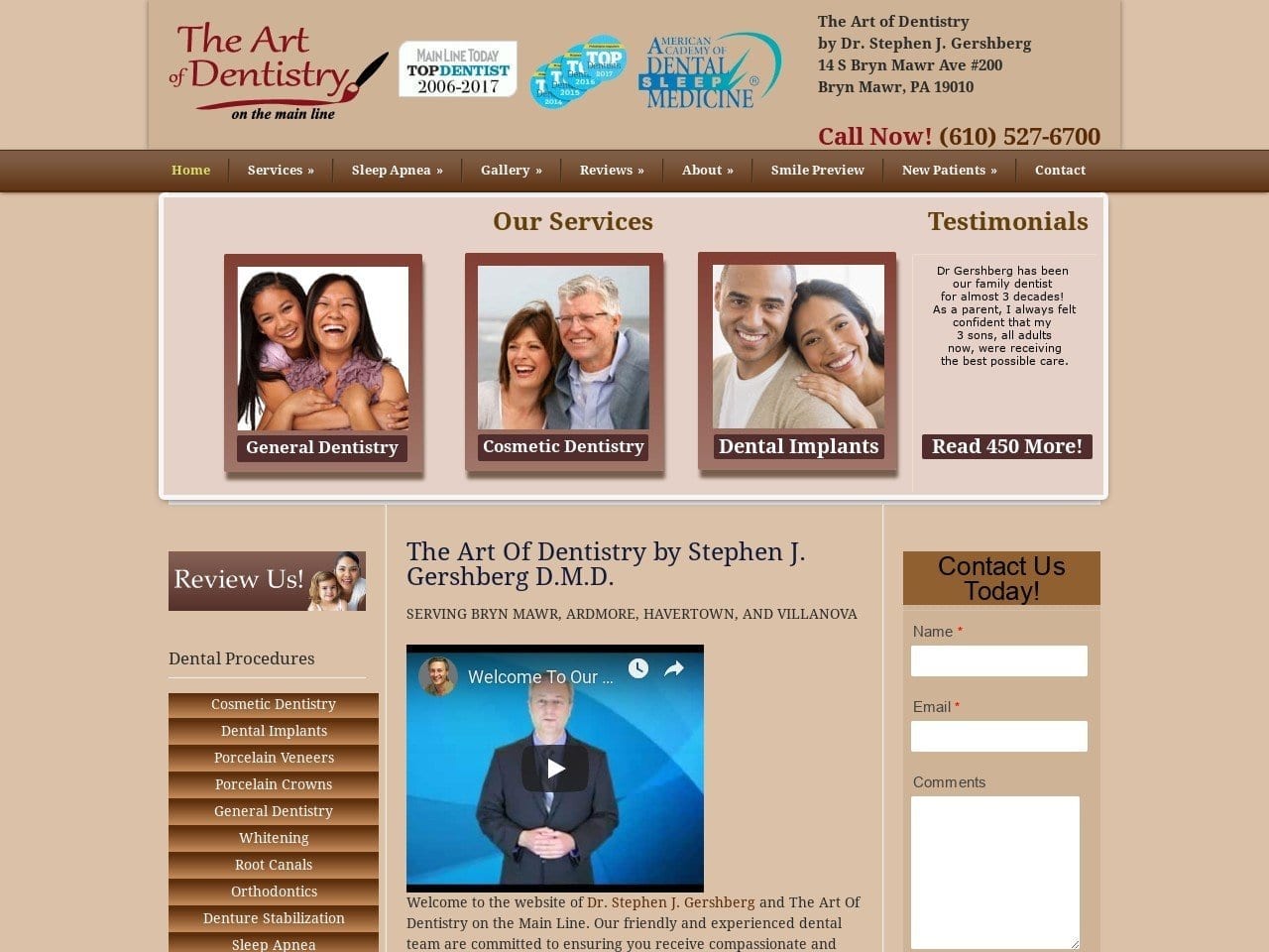 The Art Of Dentist Website Screenshot from drgershberg.com