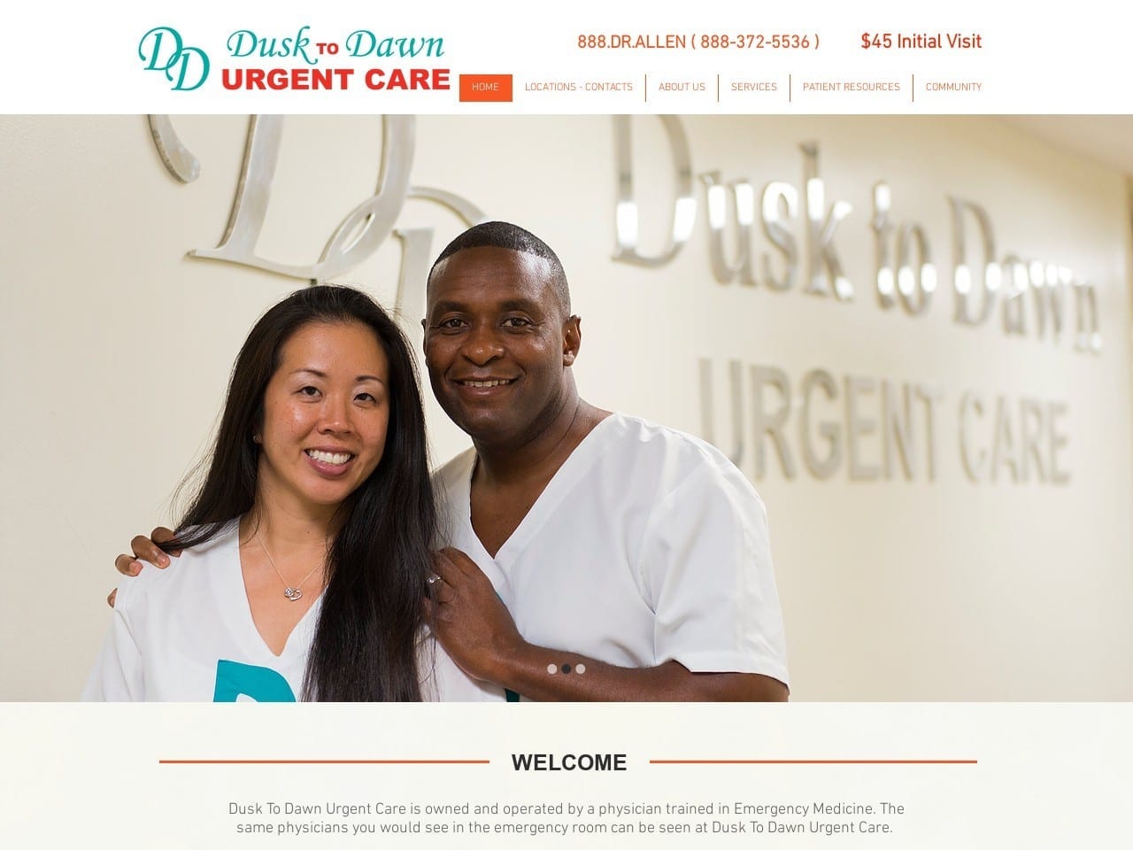 Dusk To Dawn Urgent Care Website Screenshot from dusktodawnurgentcare.com