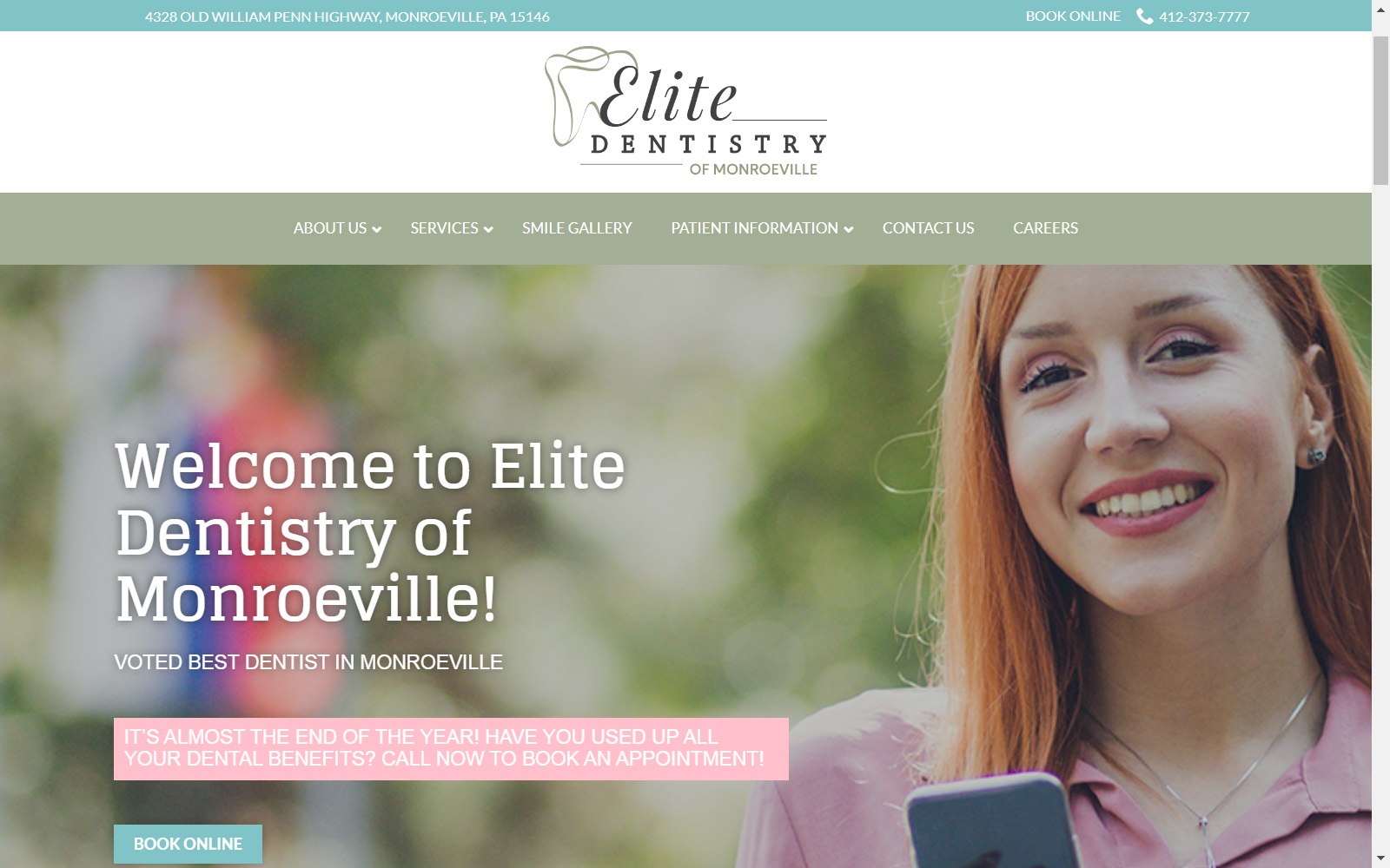 elitedentistrymonroeville.com screenshot