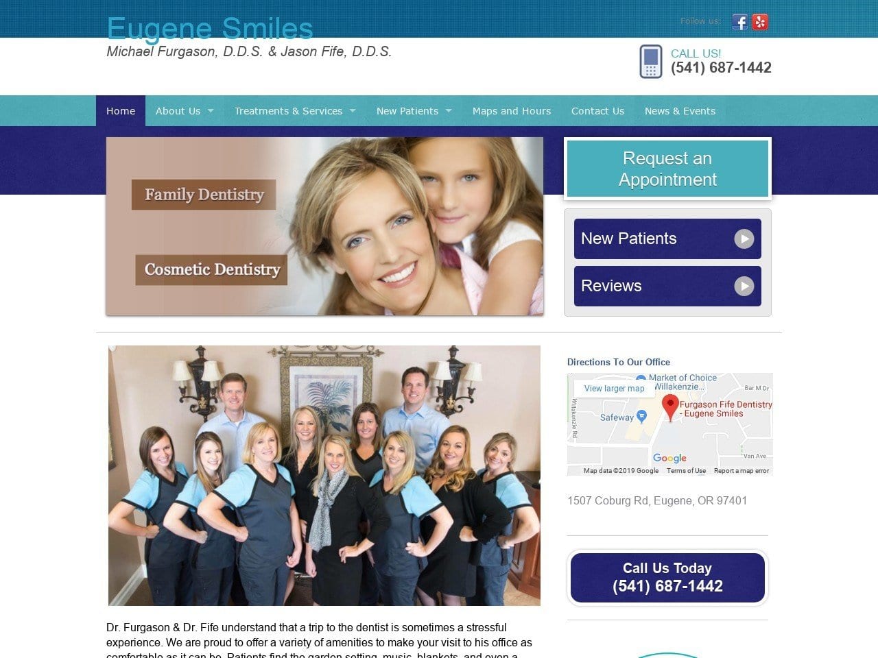 Eugene Smiles Website Screenshot from eugenesmiles.com