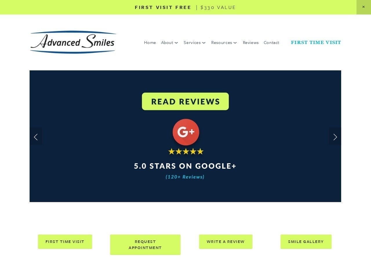 Advanced Smiles Website Screenshot from friscofamilysmiles.com