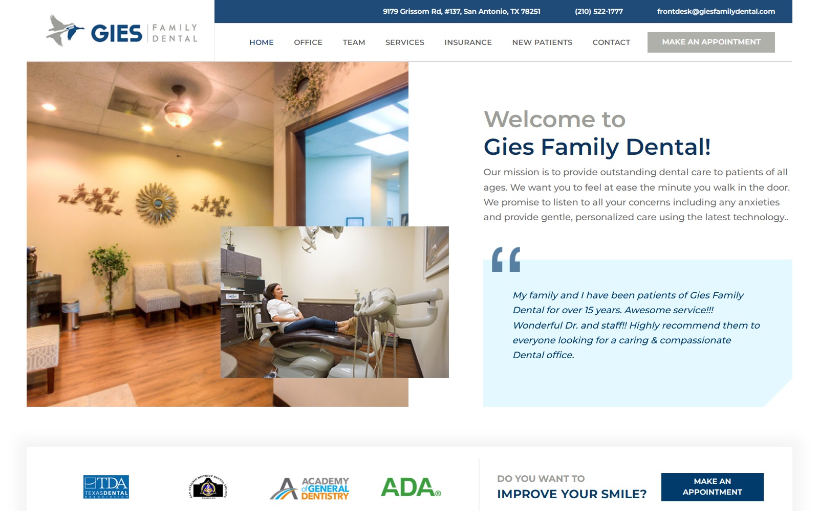 giesfamilydental.com screenshot