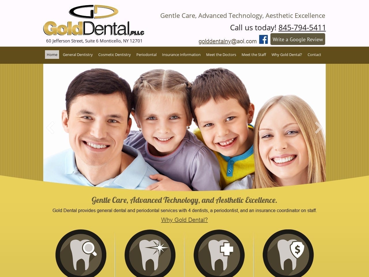 Dr. Brian Gold DDS Website Screenshot from golddentalny.com