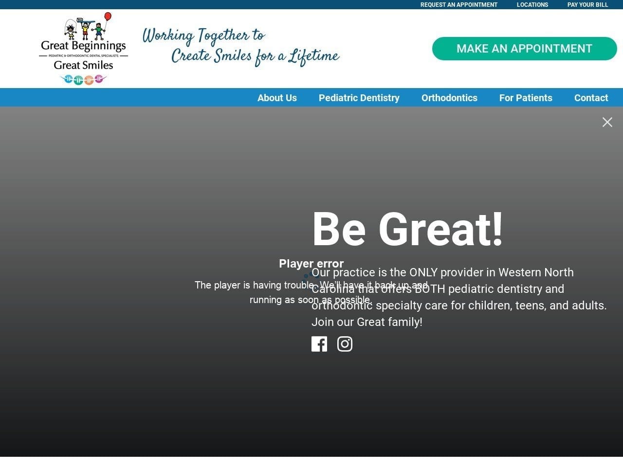 Great Beginnings Pediatric Website Screenshot from greatbeginningspedo.com