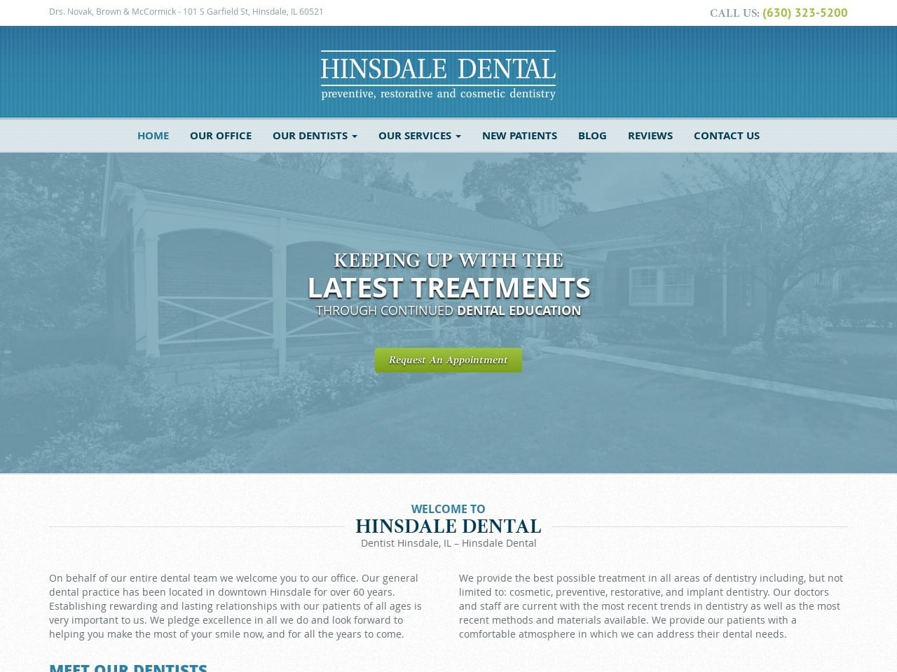 Hinsdale Dental Website Screenshot from hinsdaledental.com