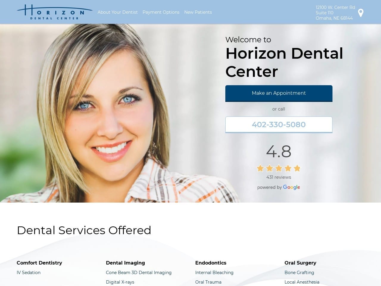 Horizon Dental Center Website Screenshot from horizondentalcenter.com