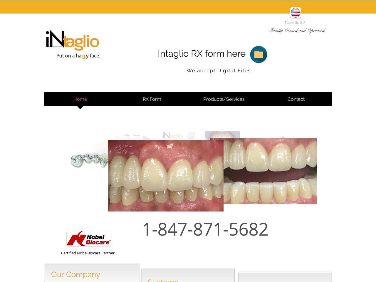 Intaglio Dental Laboratory Inc Website Screenshot from intagliodentallaboratory.com