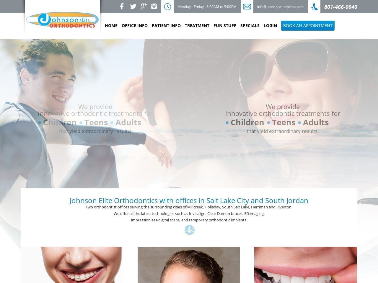 Johnson Elite Orthodontics Website Screenshot from johnsoneliteortho.com