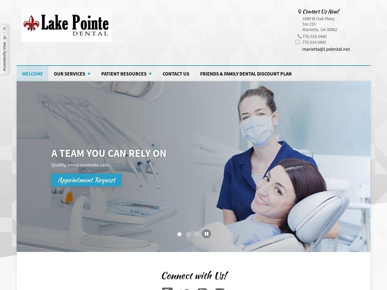 Lake Pointe Dental Marietta Website Screenshot from lakepointedentalmarietta.com