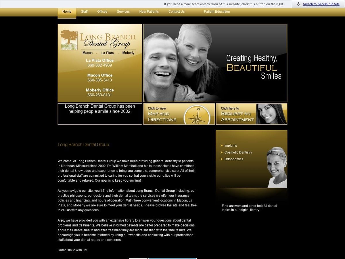 Long Branch Dental Group Website Screenshot from longbranchdentalgroup.com