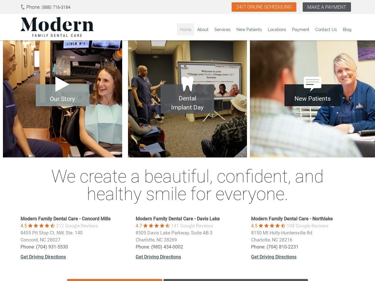 Modern Family Dental Care Website Screenshot from modernfamilydentalcare.com