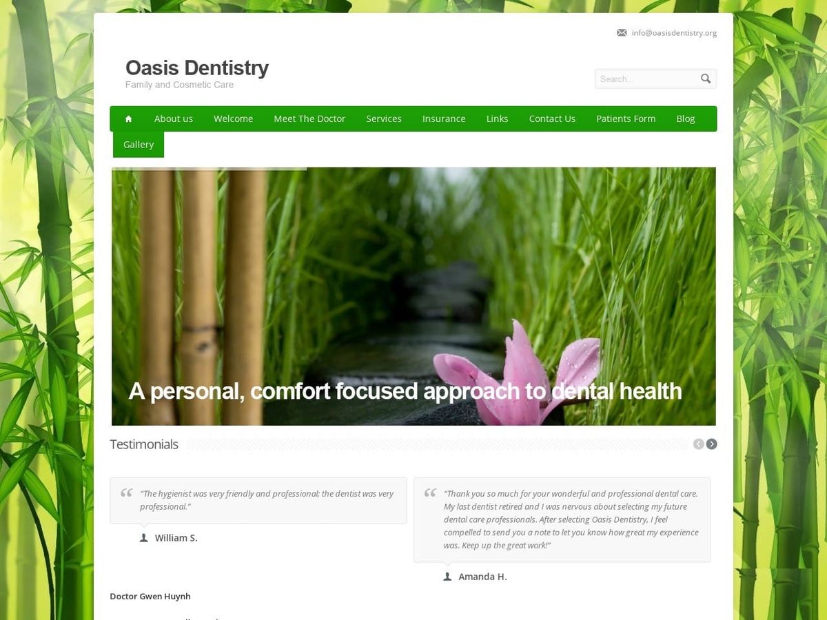 Oasis Dentist Website Screenshot from oasisdentistry.org