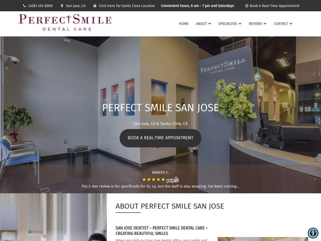 Perfect Smile Dental Care Website Screenshot from perfectsmilesanjose.com
