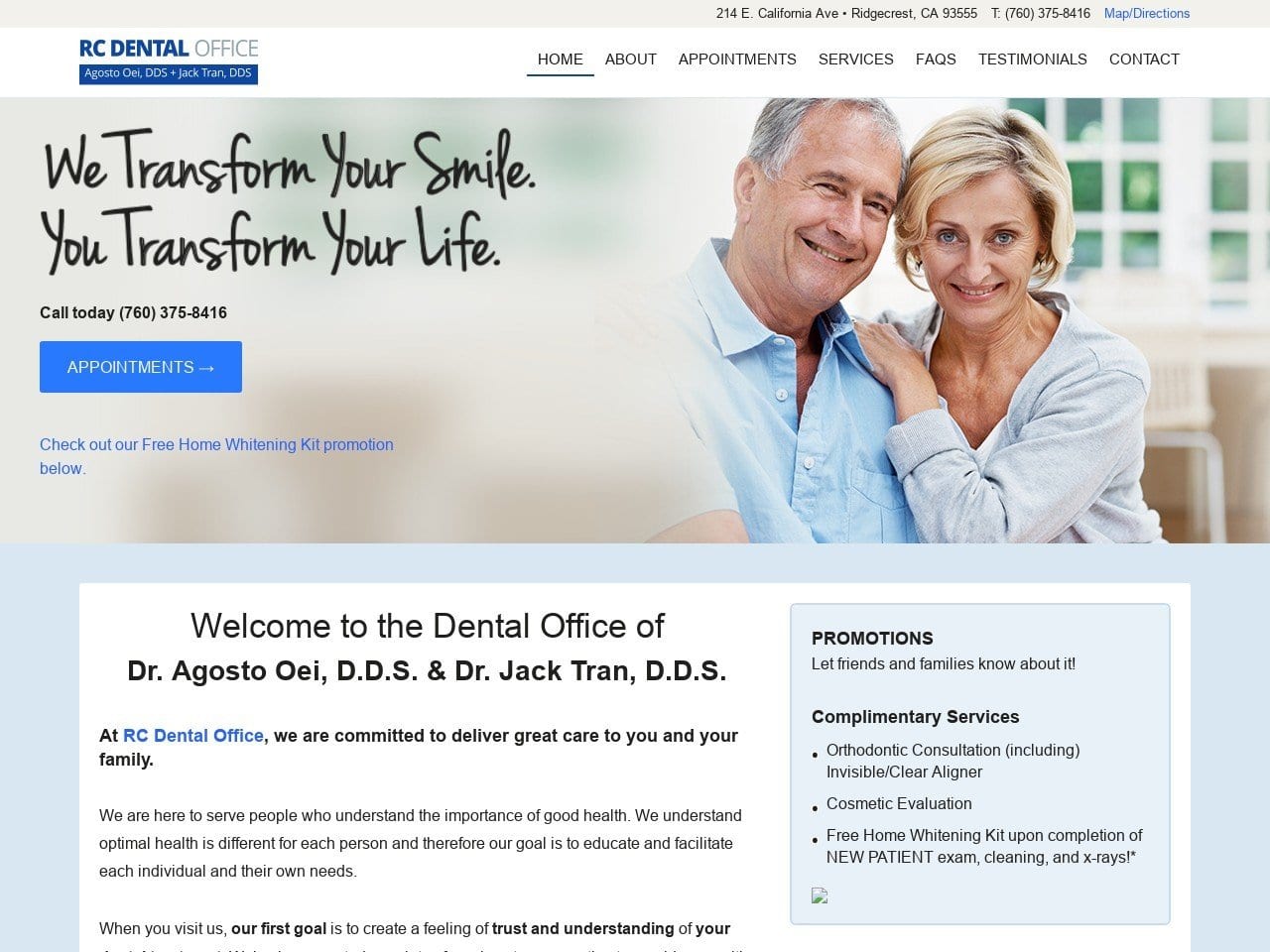 Rc Dental Office Website Screenshot from rcdentaloffice.com