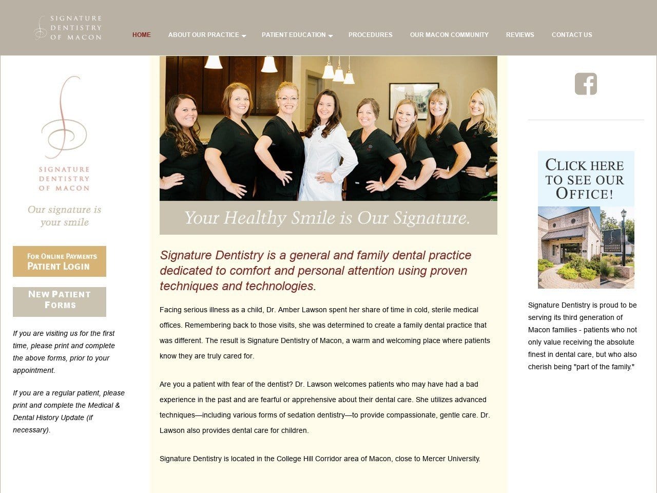 Signature Dentist Website Screenshot from signaturedentistryofmacon.com