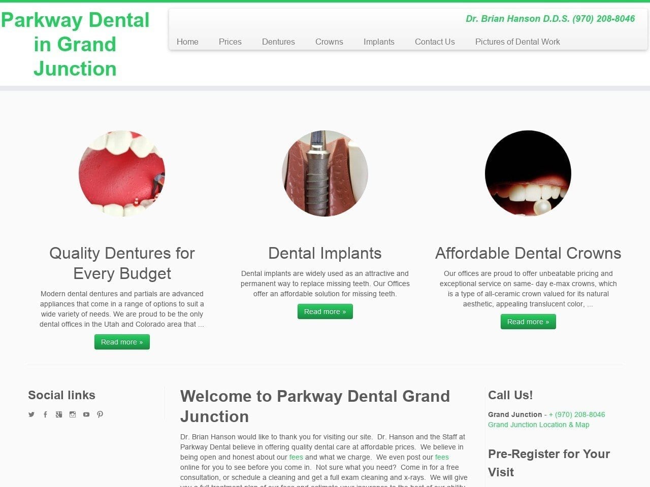 Parkway Dental Website Screenshot from smilehelper.com