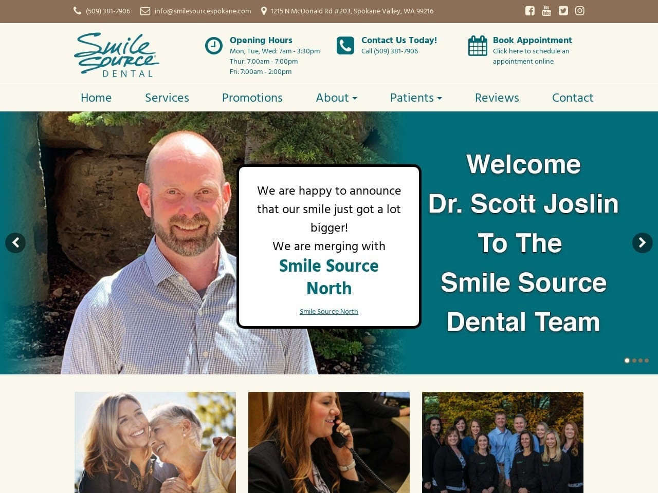Ellingsen / Henneberg Dentistry Website Screenshot from smilesourcespokane.com