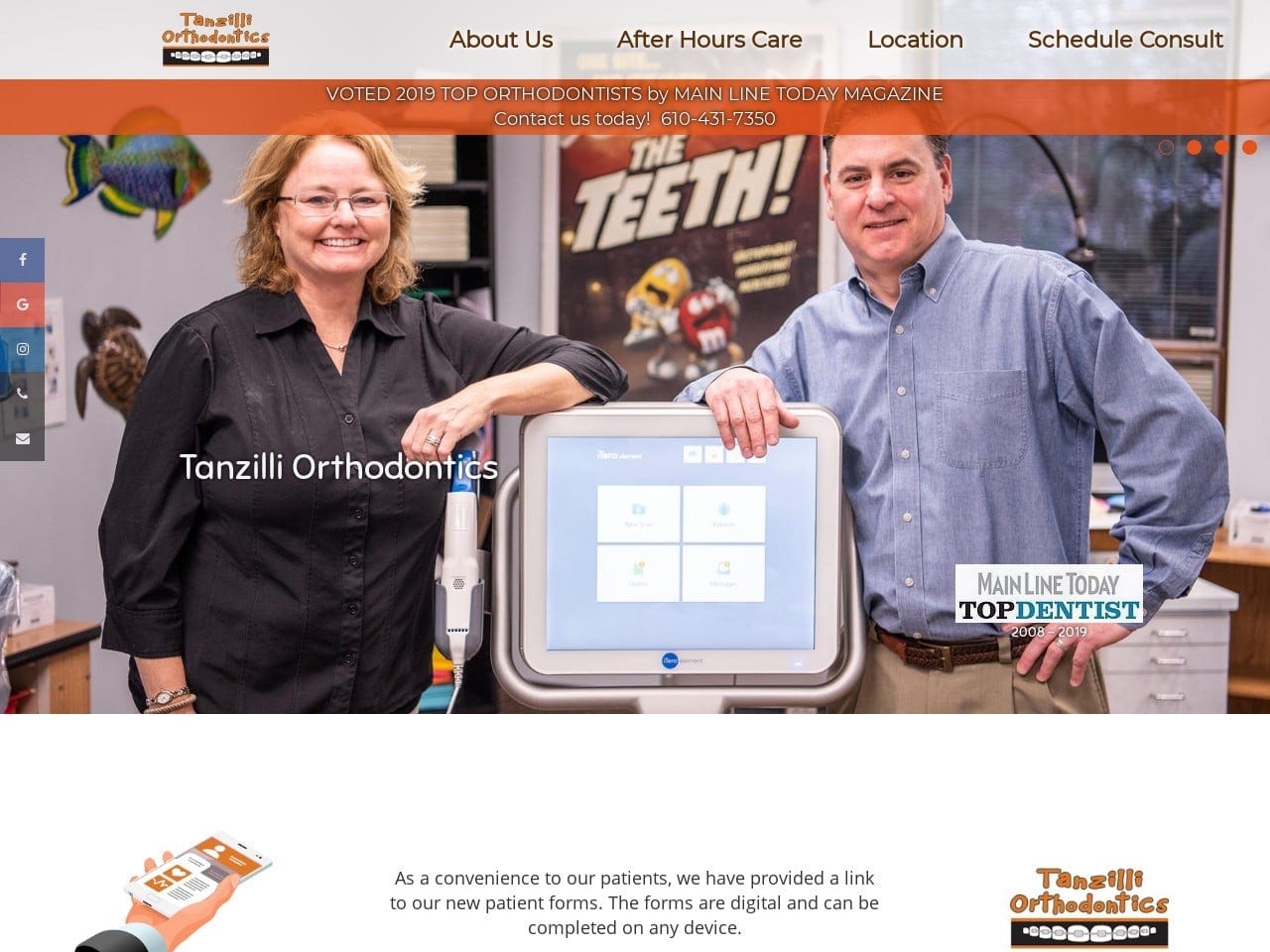 Tanzilli Orthodontics Website Screenshot from tanzilliortho.com