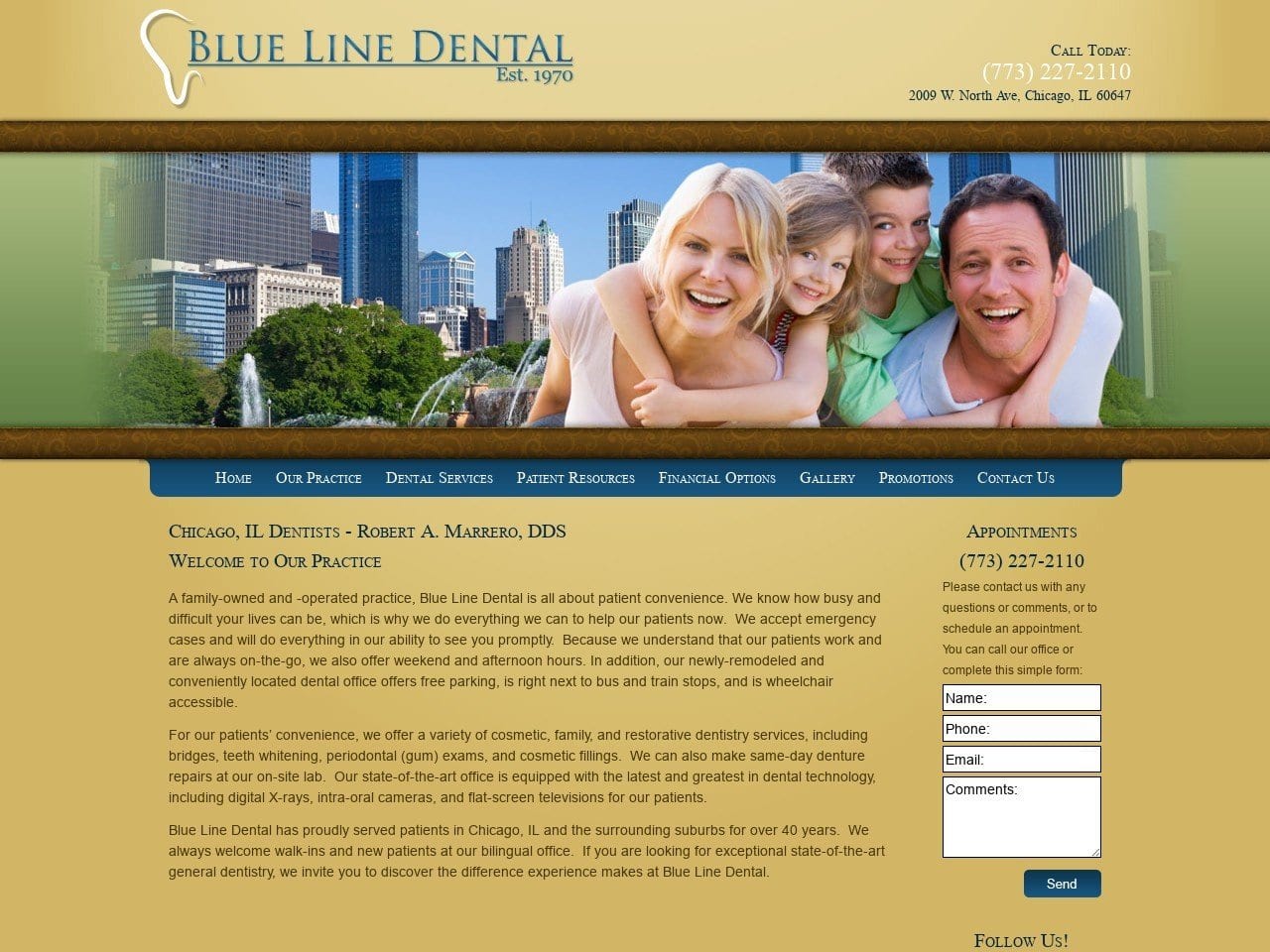 Dr. Robert A. Marrero Jr DDS Website Screenshot from thechicagoillinoisdentist.com
