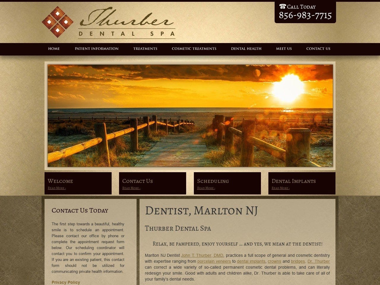 Thurber Dental Spa Website Screenshot from thurberdentalspa.com