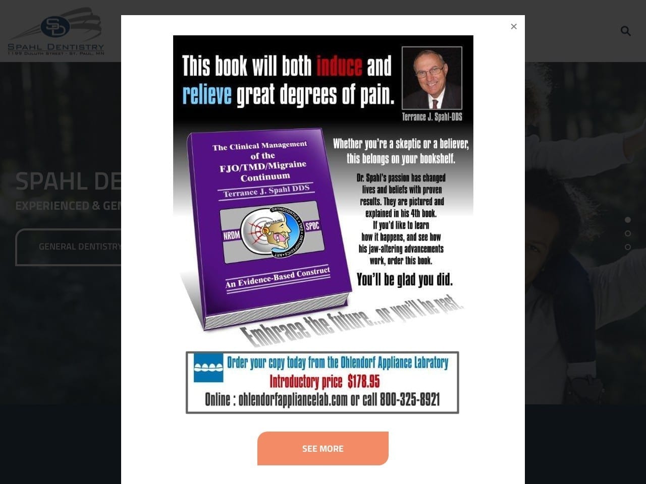 Spahl Dentist Website Screenshot from tjspahldds.com