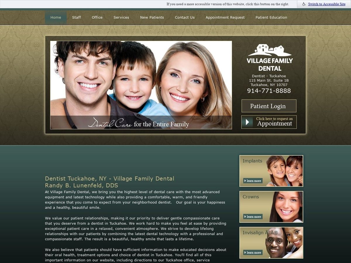 Dr. Randy Lunenfeld Website Screenshot from tuckahoedentists.com