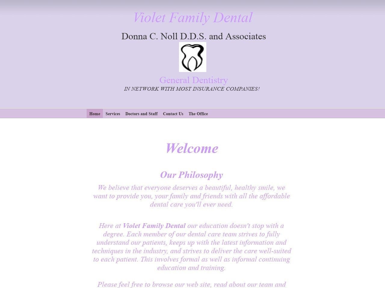 Violet Family Dental Website Screenshot from violetfamilydental.com
