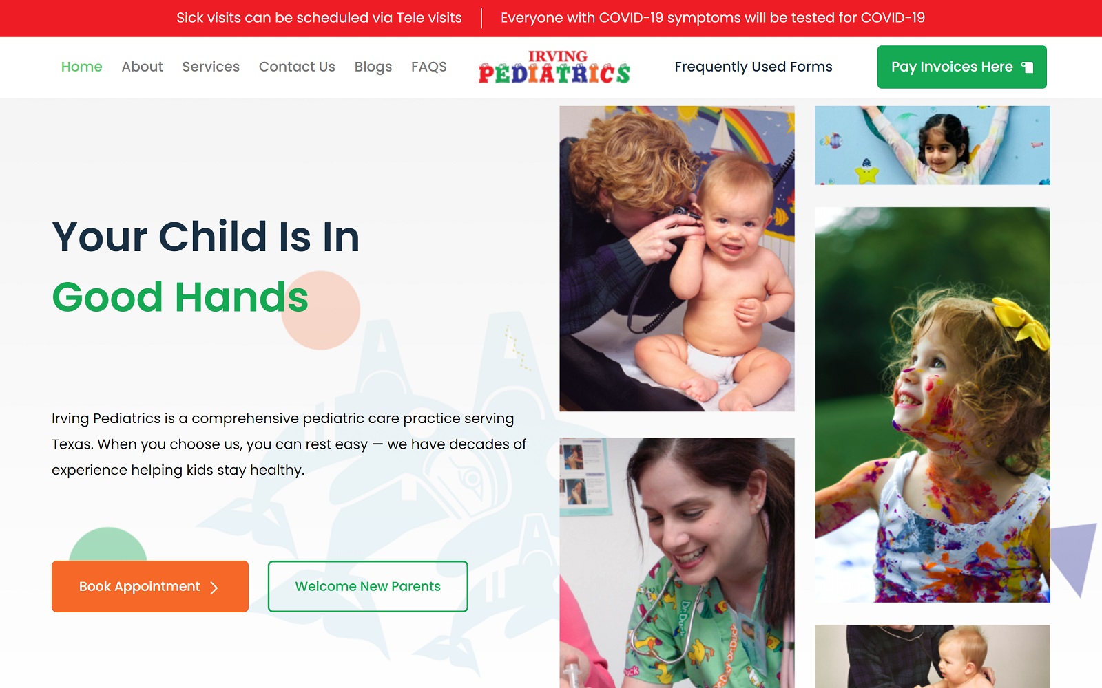irvingpediatrics.com screenshot