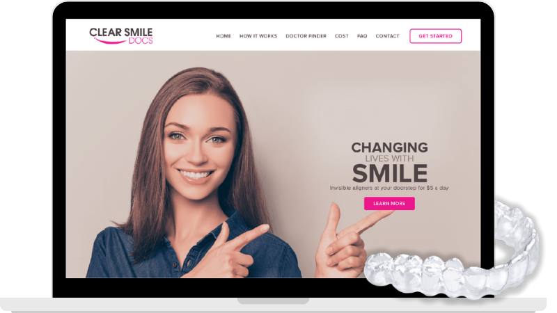 screenshot of a woman showing invisalign